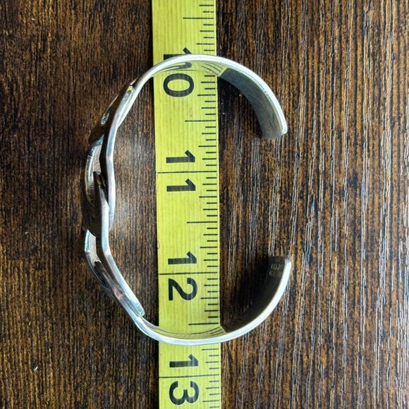 VTG Solid Sterling Silver 925 Heart Link Open Cuff Bracelet Size 7.5" Fit - Picture 11 of 14